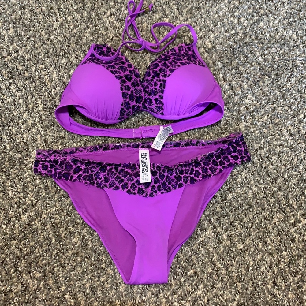 PINK- swim Small purple cheetah push up